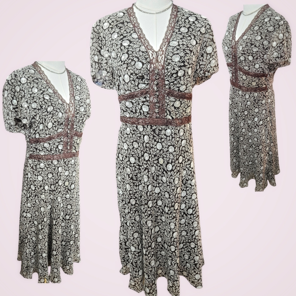 Sheri Martin Brown and White Floral Dress